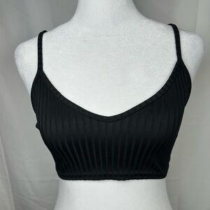 Nasty Gal Black Ribbed Cropped Cami Tank Top Size XS Stretchy